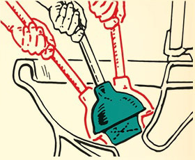 Diagram of how to plunge a toilet